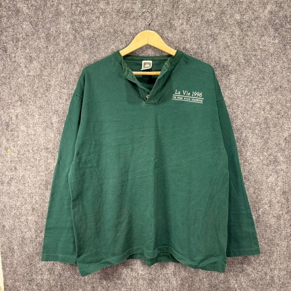 Vintage La Vie 1996 Penn State Yearbook Shirt Mens XL Green Cotton Made USA - Picture 1 of 8